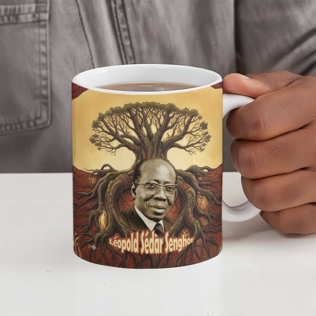 Léopold Sédar Senghor Ceramic Mug Sacred Baobab Tree Design African Roots and Symbols Theme Negritude Movement - Wonder Print Shop