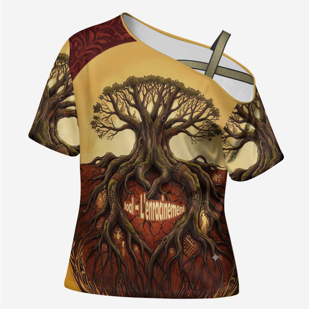 Léopold Sédar Senghor Cross Shoulder Shirt Sacred Baobab Tree Design African Roots and Symbols Theme Negritude Movement - Wonder Print Shop