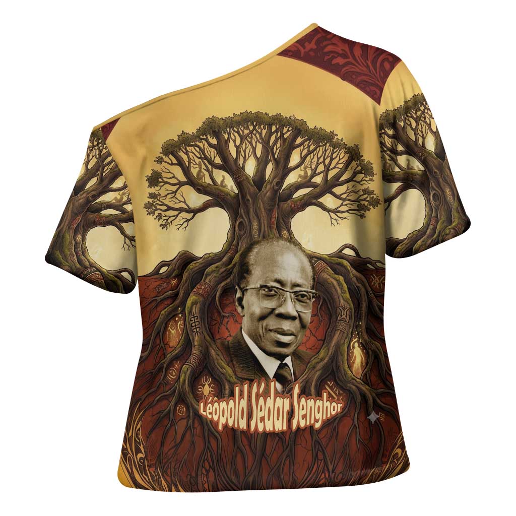 Léopold Sédar Senghor Cross Shoulder Shirt Sacred Baobab Tree Design African Roots and Symbols Theme Negritude Movement - Wonder Print Shop