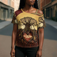 Léopold Sédar Senghor Cross Shoulder Shirt Sacred Baobab Tree Design African Roots and Symbols Theme Negritude Movement - Wonder Print Shop