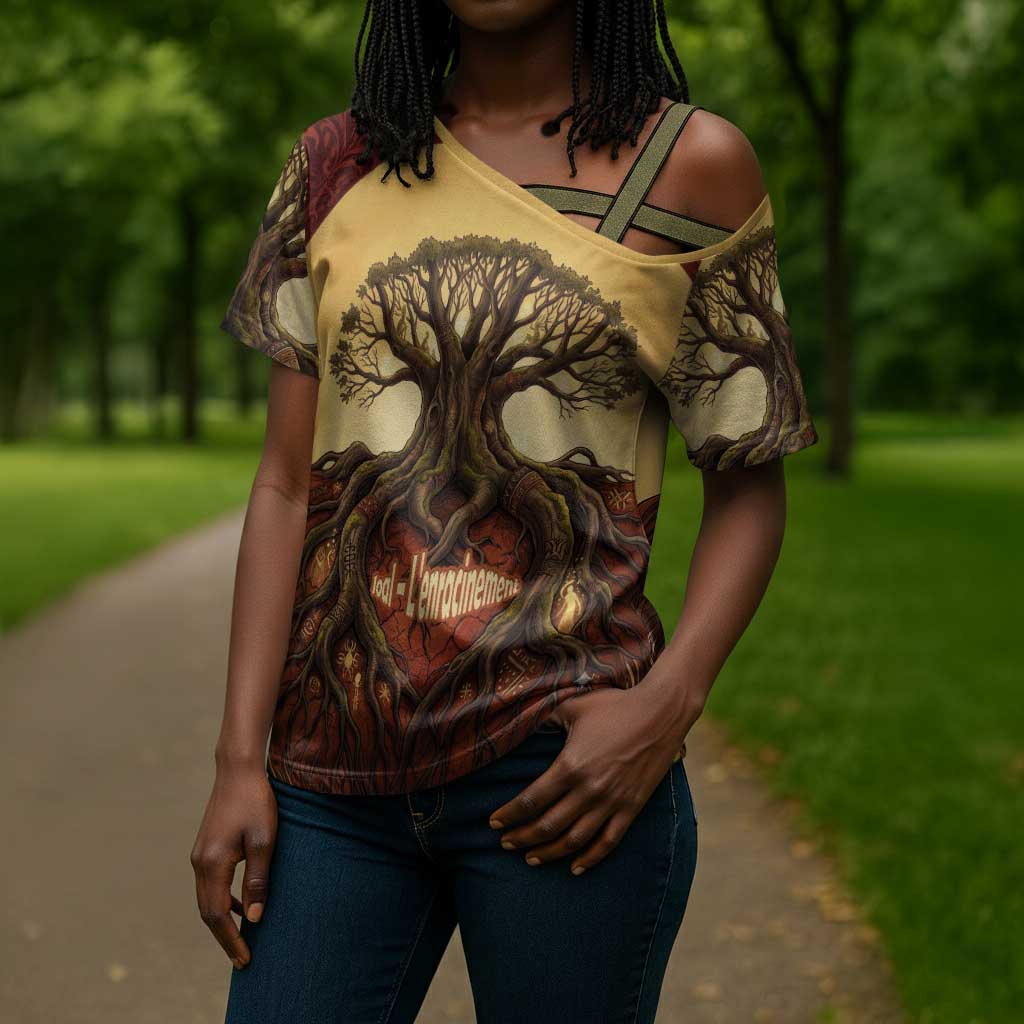Léopold Sédar Senghor Cross Shoulder Shirt Sacred Baobab Tree Design African Roots and Symbols Theme Negritude Movement - Wonder Print Shop