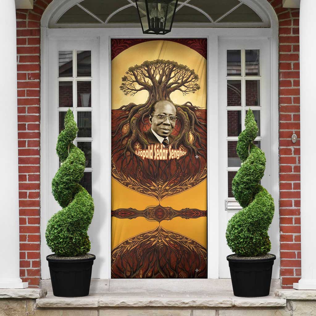 Léopold Sédar Senghor Door Cover Sacred Baobab Tree Design African Roots and Symbols Theme Negritude Movement - Wonder Print Shop