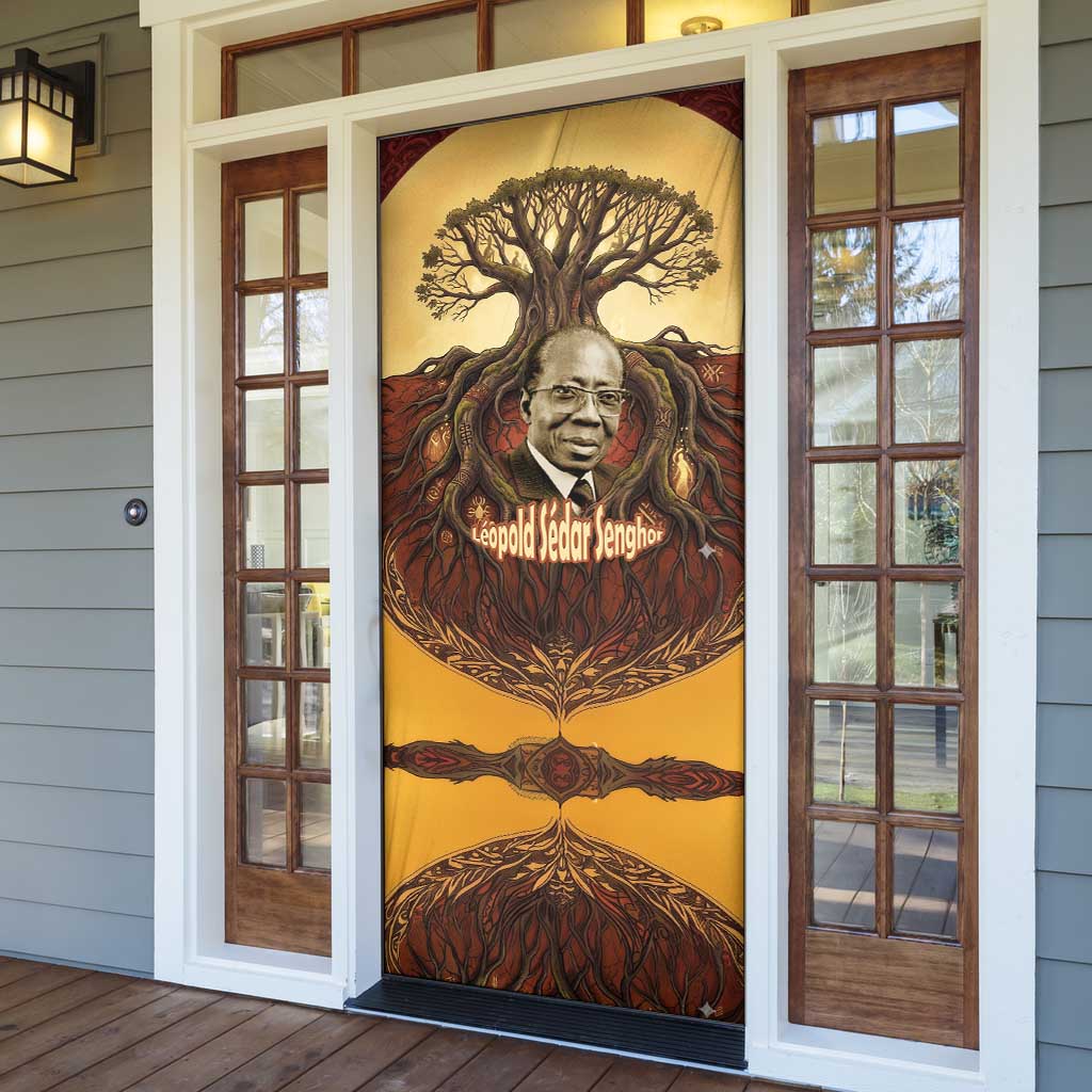Léopold Sédar Senghor Door Cover Sacred Baobab Tree Design African Roots and Symbols Theme Negritude Movement - Wonder Print Shop