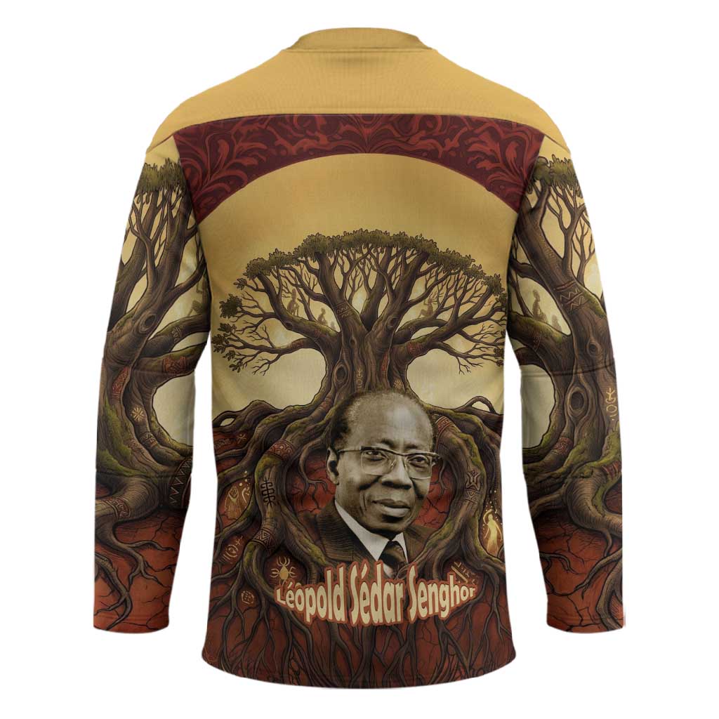 Léopold Sédar Senghor Hockey Jersey Sacred Baobab Tree Design African Roots and Symbols Theme Negritude Movement - Wonder Print Shop