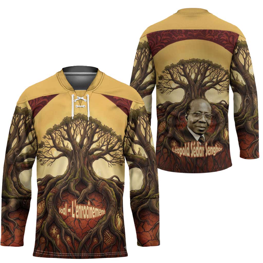 Léopold Sédar Senghor Hockey Jersey Sacred Baobab Tree Design African Roots and Symbols Theme Negritude Movement - Wonder Print Shop