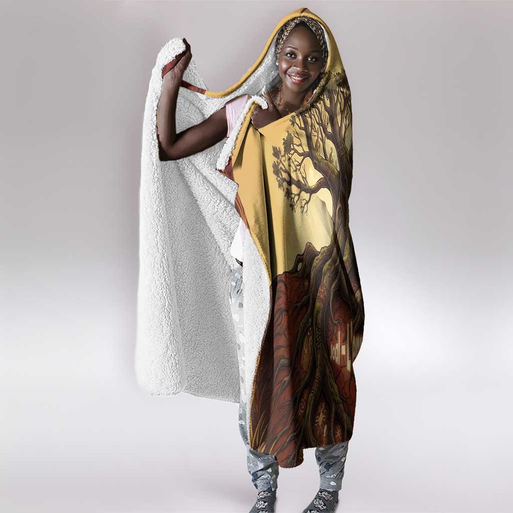 Léopold Sédar Senghor Hooded Blanket Sacred Baobab Tree Design African Roots and Symbols Theme Negritude Movement - Wonder Print Shop