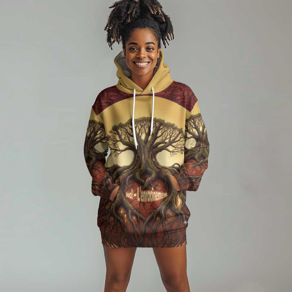 Léopold Sédar Senghor Hoodie Dress Sacred Baobab Tree Design African Roots and Symbols Theme Negritude Movement - Wonder Print Shop