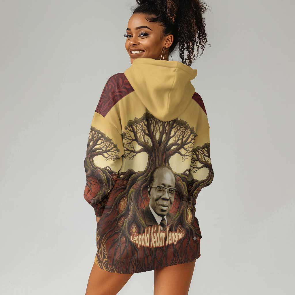 Léopold Sédar Senghor Hoodie Dress Sacred Baobab Tree Design African Roots and Symbols Theme Negritude Movement - Wonder Print Shop