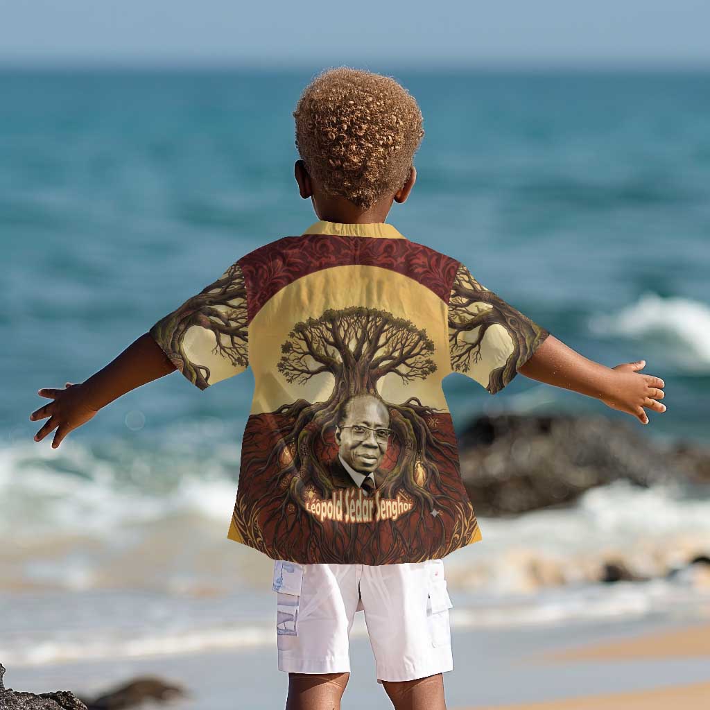 Léopold Sédar Senghor Kid Hawaiian Shirt Sacred Baobab Tree Design African Roots and Symbols Theme Negritude Movement - Wonder Print Shop