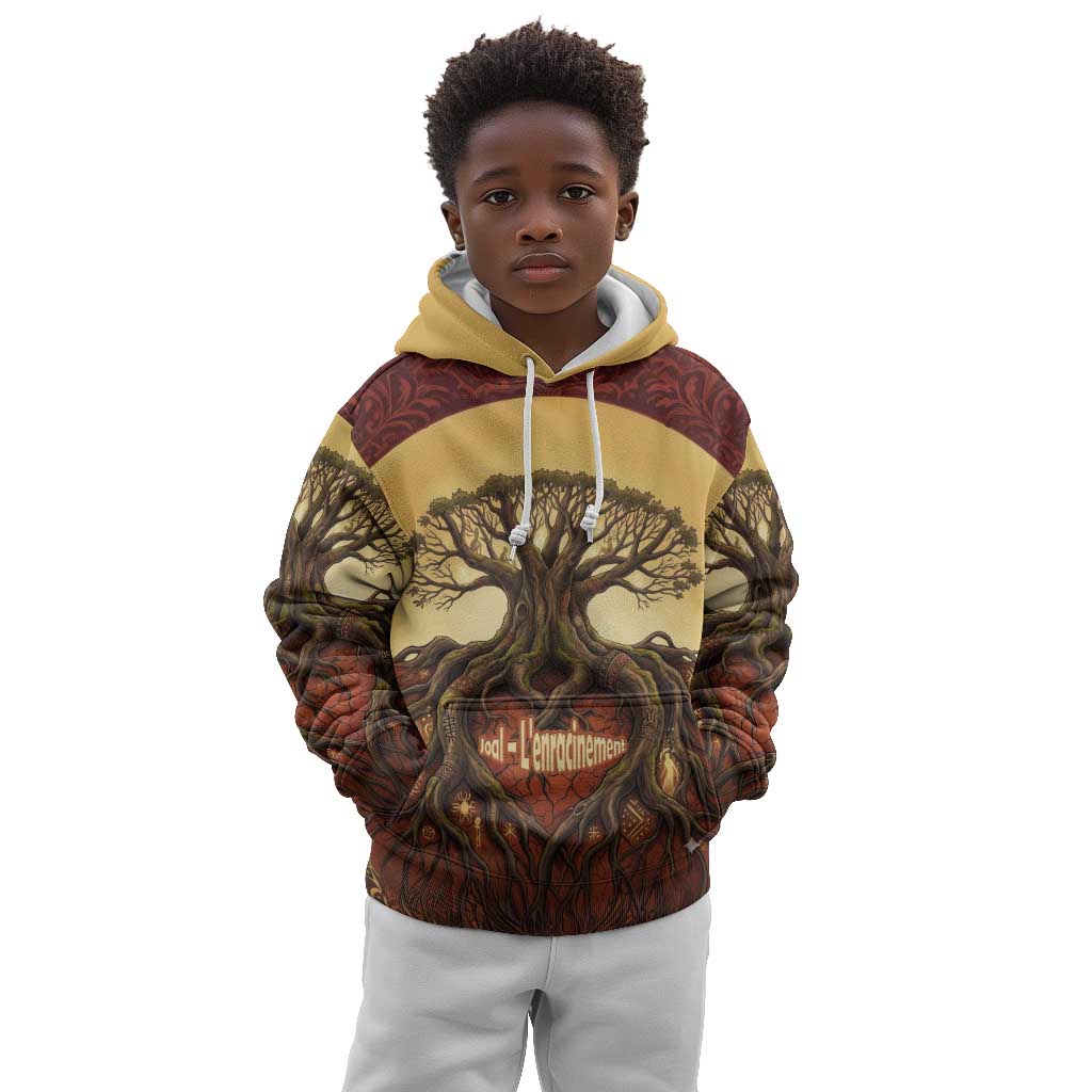 Léopold Sédar Senghor Kid Hoodie Sacred Baobab Tree Design African Roots and Symbols Theme Negritude Movement - Wonder Print Shop
