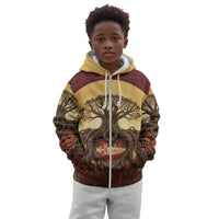 Léopold Sédar Senghor Kid Hoodie Sacred Baobab Tree Design African Roots and Symbols Theme Negritude Movement - Wonder Print Shop