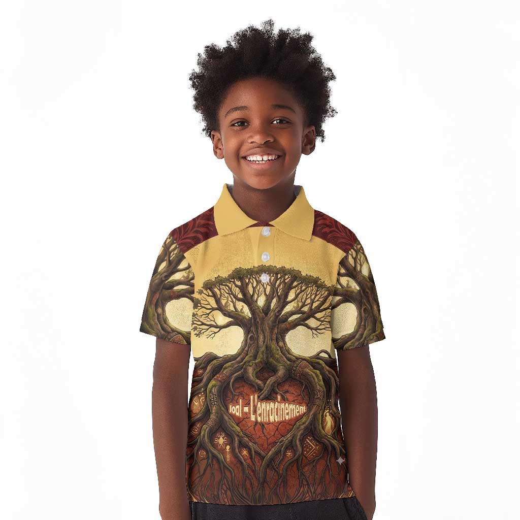 Léopold Sédar Senghor Kid Polo Shirt Sacred Baobab Tree Design African Roots and Symbols Theme Negritude Movement - Wonder Print Shop