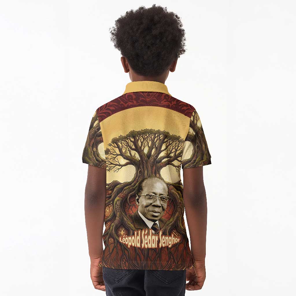 Léopold Sédar Senghor Kid Polo Shirt Sacred Baobab Tree Design African Roots and Symbols Theme Negritude Movement - Wonder Print Shop
