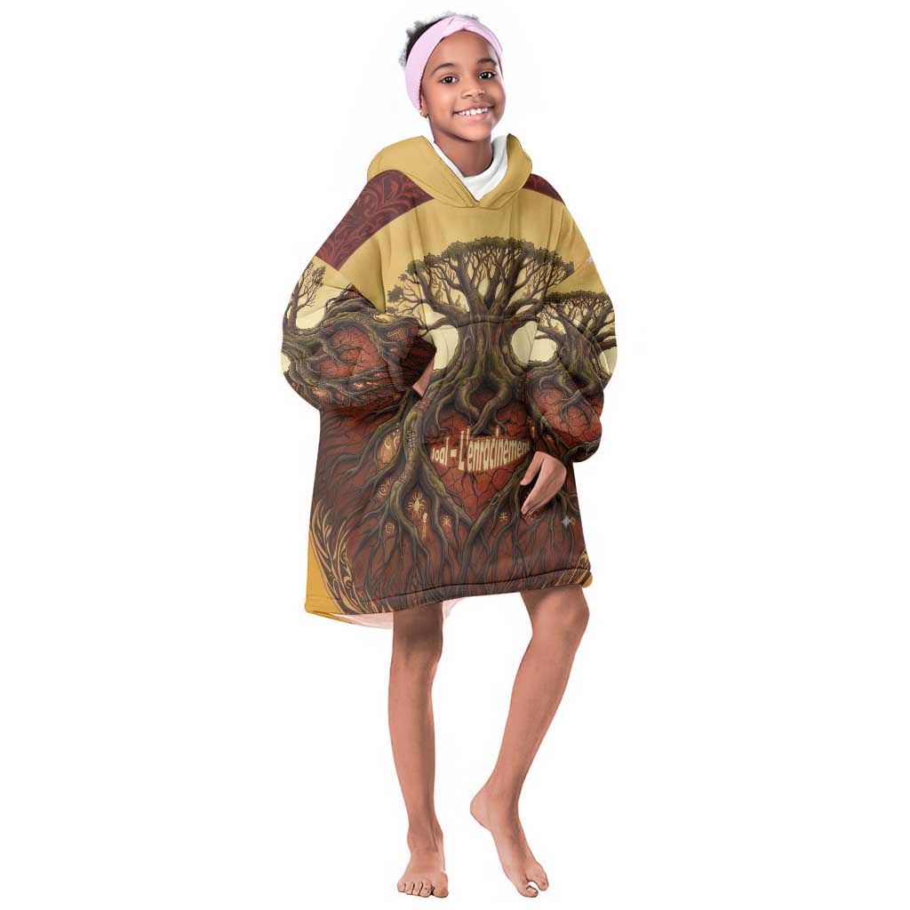 Léopold Sédar Senghor Kid Wearable Blanket Hoodie Sacred Baobab Tree Design African Roots and Symbols Theme Negritude Movement - Wonder Print Shop