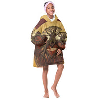 Léopold Sédar Senghor Kid Wearable Blanket Hoodie Sacred Baobab Tree Design African Roots and Symbols Theme Negritude Movement - Wonder Print Shop