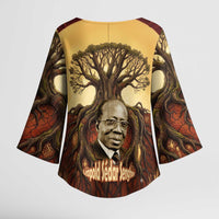 Léopold Sédar Senghor Kimono Sleeve Blouse Sacred Baobab Tree Design African Roots and Symbols Theme Negritude Movement - Wonder Print Shop