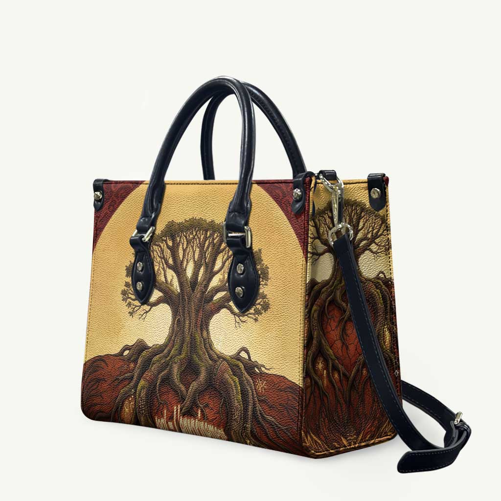 Léopold Sédar Senghor Leather Bag Sacred Baobab Tree Design African Roots and Symbols Theme Negritude Movement - Wonder Print Shop