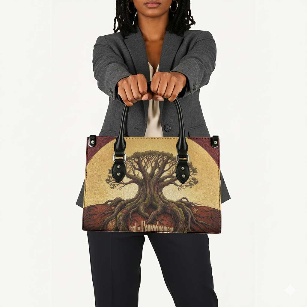 Léopold Sédar Senghor Leather Bag Sacred Baobab Tree Design African Roots and Symbols Theme Negritude Movement - Wonder Print Shop