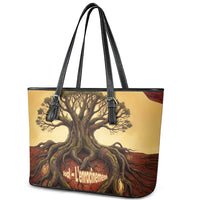 Léopold Sédar Senghor Leather Tote Bag Sacred Baobab Tree Design African Roots and Symbols Theme Negritude Movement - Wonder Print Shop