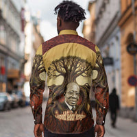 Léopold Sédar Senghor Long Sleeve Button Shirt Sacred Baobab Tree Design African Roots and Symbols Theme Negritude Movement - Wonder Print Shop