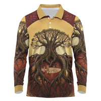 Léopold Sédar Senghor Long Sleeve Polo Shirt Sacred Baobab Tree Design African Roots and Symbols Theme Negritude Movement - Wonder Print Shop