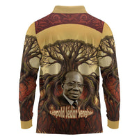 Léopold Sédar Senghor Long Sleeve Polo Shirt Sacred Baobab Tree Design African Roots and Symbols Theme Negritude Movement - Wonder Print Shop