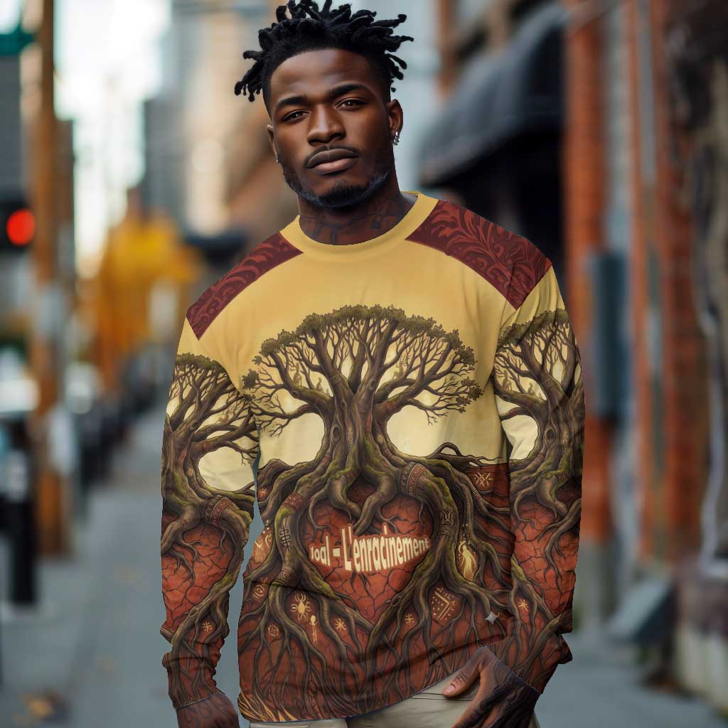 Léopold Sédar Senghor Long Sleeve Shirt Sacred Baobab Tree Design African Roots and Symbols Theme Negritude Movement - Wonder Print Shop