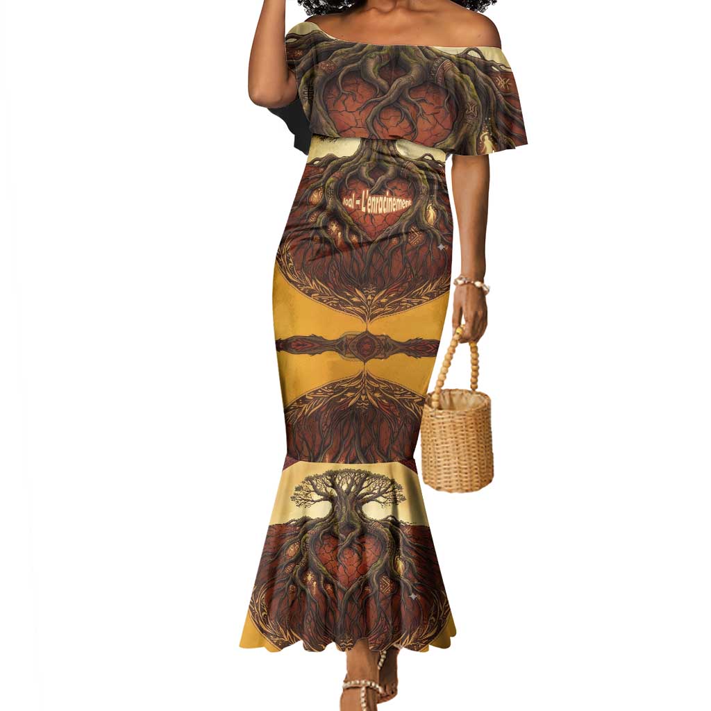 Léopold Sédar Senghor Mermaid Dress Sacred Baobab Tree Design African Roots and Symbols Theme Negritude Movement - Wonder Print Shop