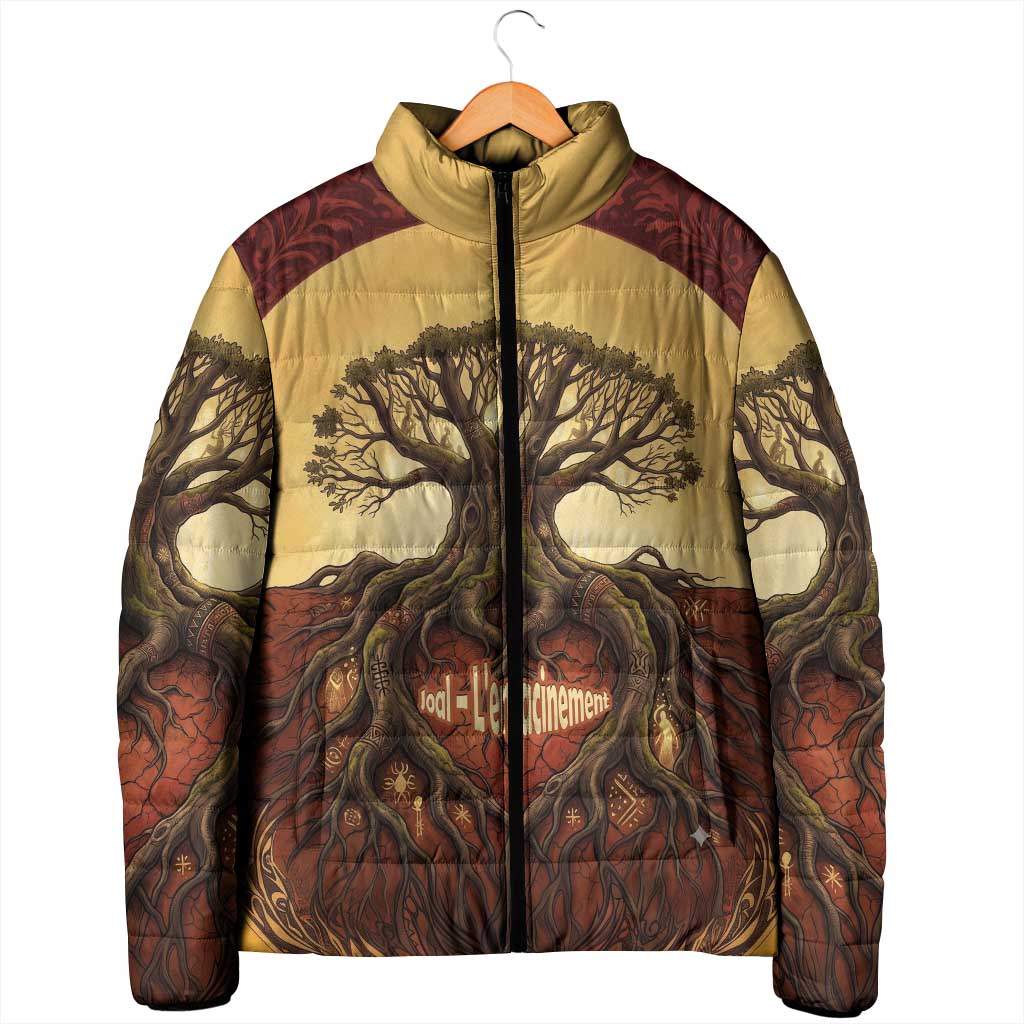 Léopold Sédar Senghor Padded Jacket Sacred Baobab Tree Design African Roots and Symbols Theme Negritude Movement - Wonder Print Shop