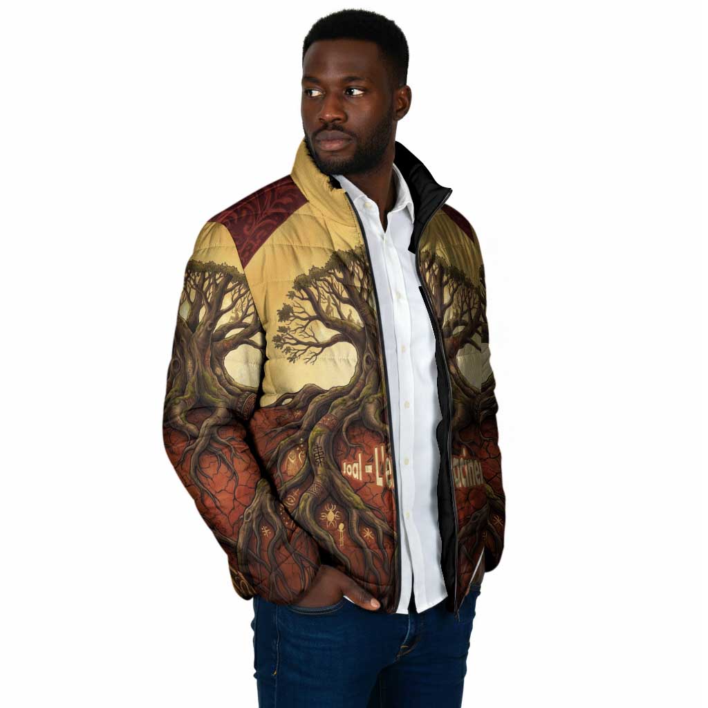 Léopold Sédar Senghor Padded Jacket Sacred Baobab Tree Design African Roots and Symbols Theme Negritude Movement - Wonder Print Shop