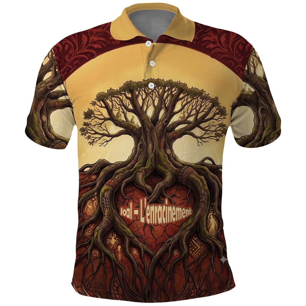 Léopold Sédar Senghor Polo Shirt Sacred Baobab Tree Design African Roots and Symbols Theme Negritude Movement - Wonder Print Shop