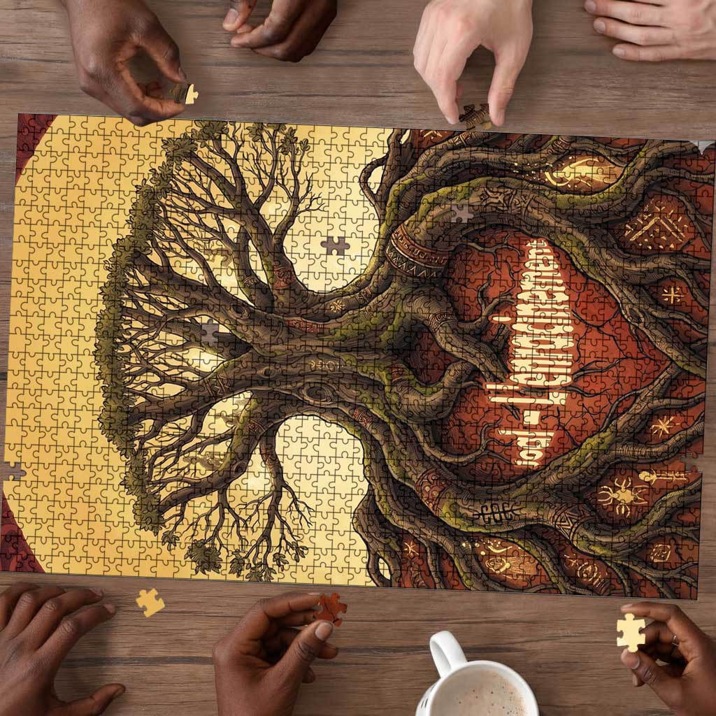 Léopold Sédar Senghor Puzzle Sacred Baobab Tree Design African Roots and Symbols Theme Negritude Movement - Wonder Print Shop
