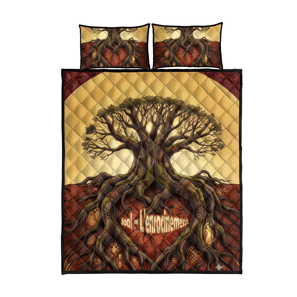 Léopold Sédar Senghor Quilt Bed Set Sacred Baobab Tree Design African Roots and Symbols Theme Negritude Movement - Wonder Print Shop