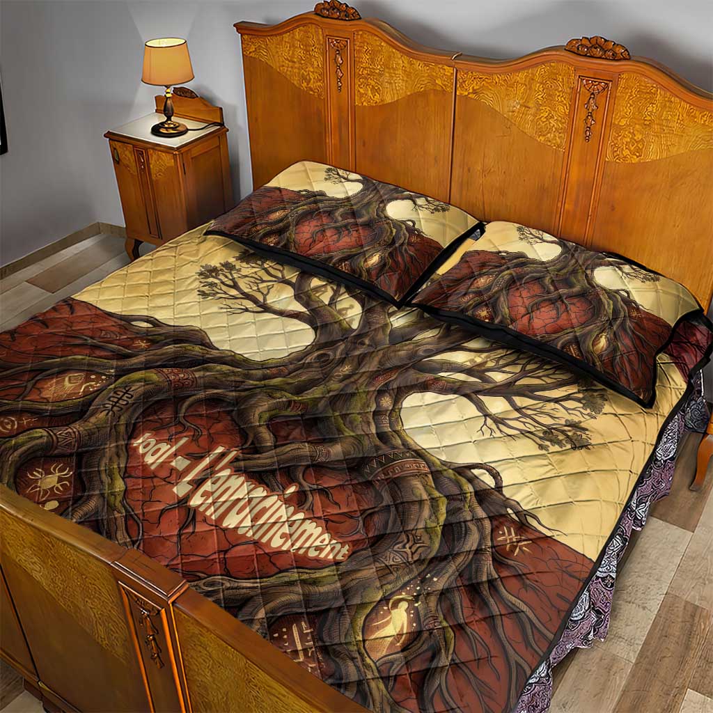 Léopold Sédar Senghor Quilt Bed Set Sacred Baobab Tree Design African Roots and Symbols Theme Negritude Movement - Wonder Print Shop