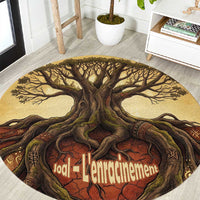 Léopold Sédar Senghor Round Carpet Sacred Baobab Tree Design African Roots and Symbols Theme Negritude Movement - Wonder Print Shop