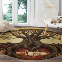 Léopold Sédar Senghor Round Carpet Sacred Baobab Tree Design African Roots and Symbols Theme Negritude Movement - Wonder Print Shop