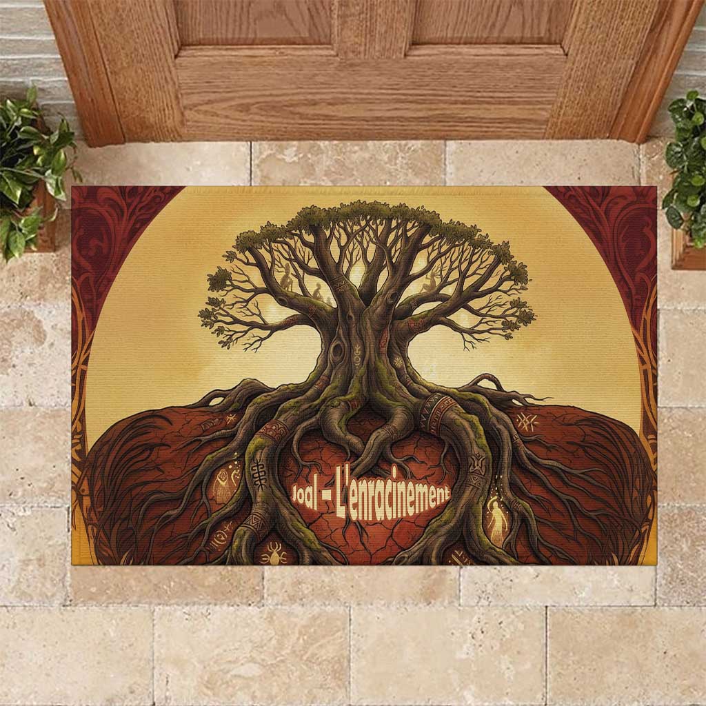 Léopold Sédar Senghor Rubber Doormat Sacred Baobab Tree Design African Roots and Symbols Theme Negritude Movement - Wonder Print Shop
