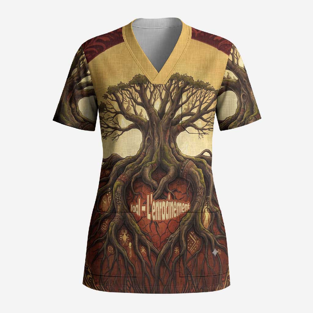 Léopold Sédar Senghor Scrub Top Sacred Baobab Tree Design African Roots and Symbols Theme Negritude Movement - Wonder Print Shop