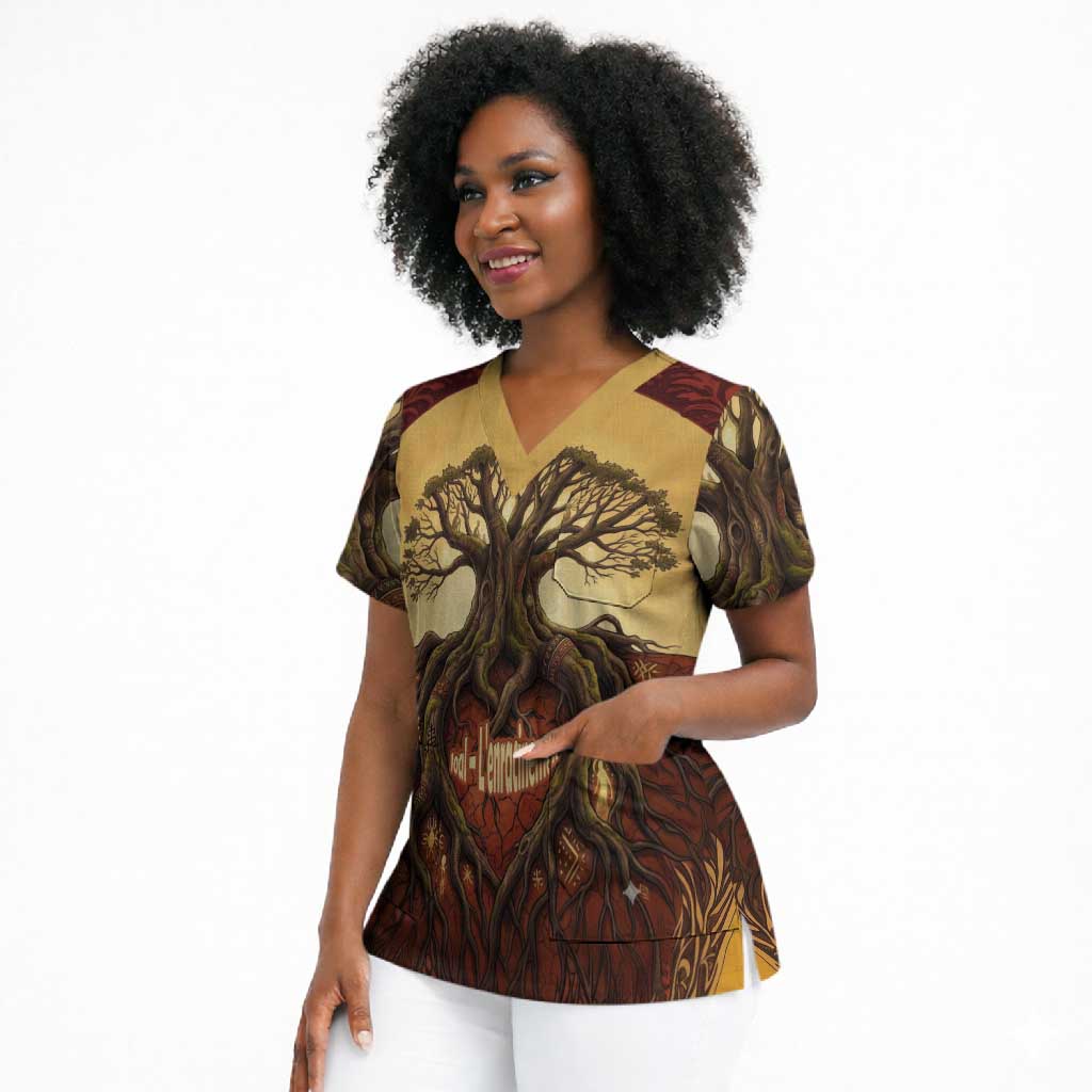 Léopold Sédar Senghor Scrub Top Sacred Baobab Tree Design African Roots and Symbols Theme Negritude Movement - Wonder Print Shop