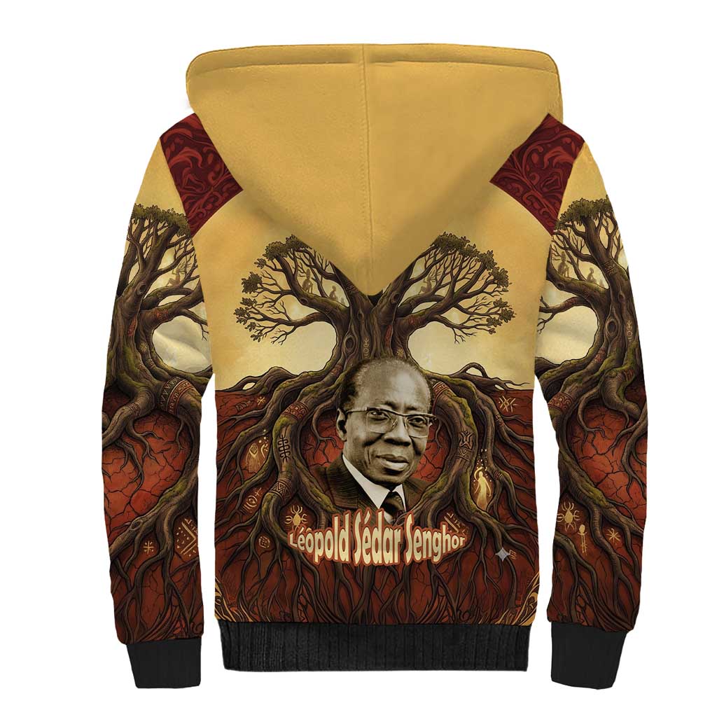 Léopold Sédar Senghor Sherpa Hoodie Sacred Baobab Tree Design African Roots and Symbols Theme Negritude Movement - Wonder Print Shop