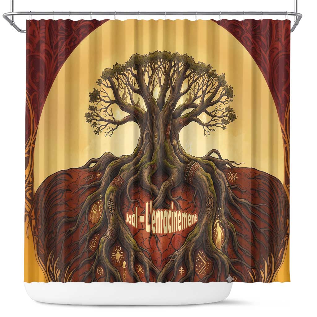 Léopold Sédar Senghor Shower Curtain Sacred Baobab Tree Design African Roots and Symbols Theme Negritude Movement - Wonder Print Shop