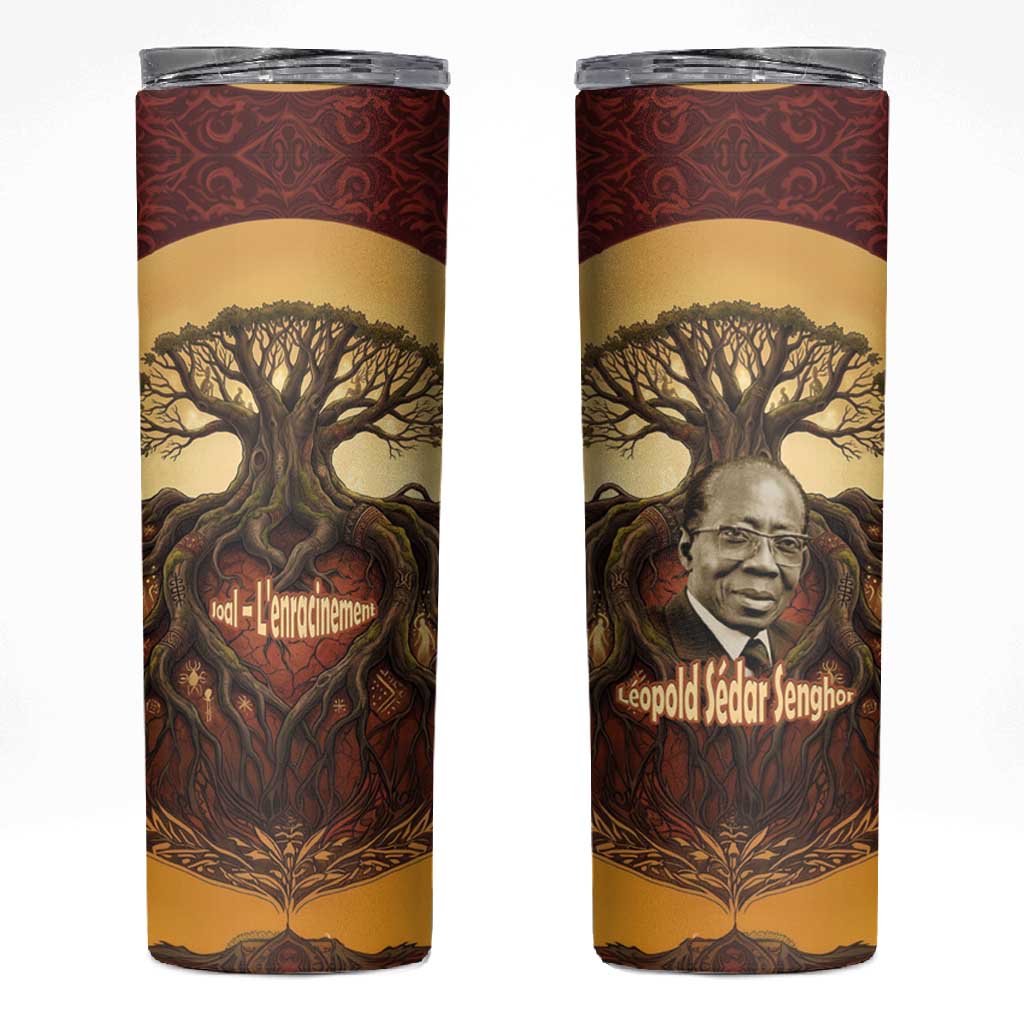 Léopold Sédar Senghor Skinny Tumbler Sacred Baobab Tree Design African Roots and Symbols Theme Negritude Movement - Wonder Print Shop