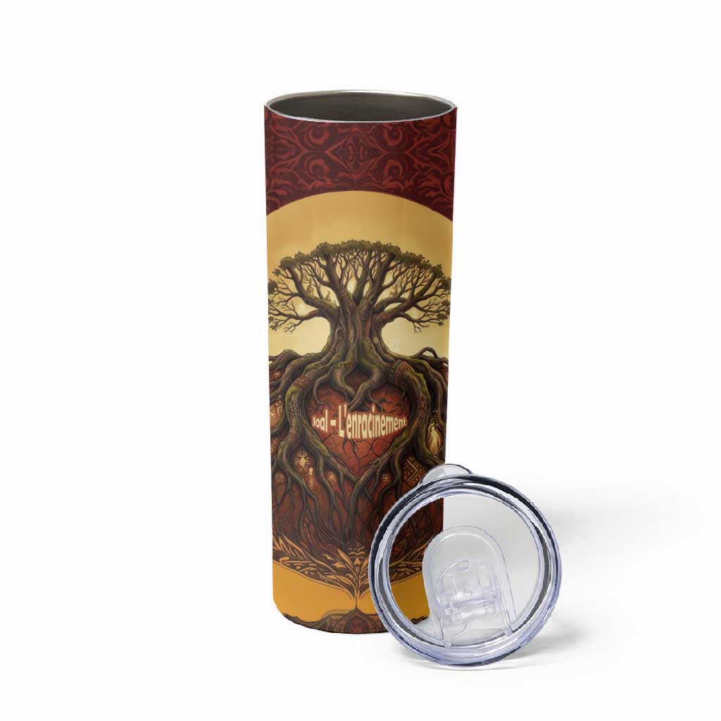 Léopold Sédar Senghor Skinny Tumbler Sacred Baobab Tree Design African Roots and Symbols Theme Negritude Movement - Wonder Print Shop