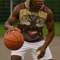 Léopold Sédar Senghor Sleeveless Hoodie Sacred Baobab Tree Design African Roots and Symbols Theme Negritude Movement - Wonder Print Shop