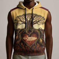 Léopold Sédar Senghor Sleeveless Hoodie Sacred Baobab Tree Design African Roots and Symbols Theme Negritude Movement - Wonder Print Shop