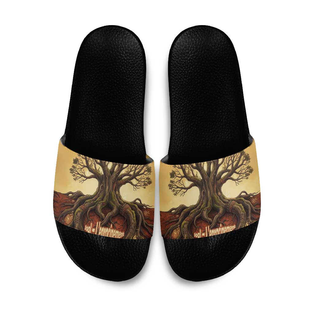 Léopold Sédar Senghor Slide Sandals Sacred Baobab Tree Design African Roots and Symbols Theme Negritude Movement - Wonder Print Shop