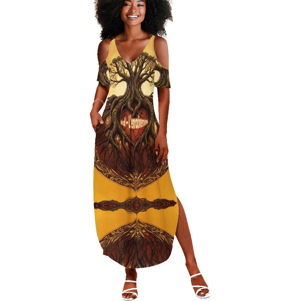 Léopold Sédar Senghor Summer Maxi Dress Sacred Baobab Tree Design African Roots and Symbols Theme Negritude Movement - Wonder Print Shop