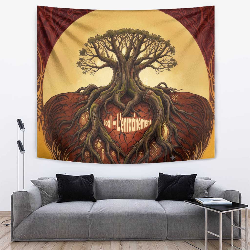 Léopold Sédar Senghor Tapestry Sacred Baobab Tree Design African Roots and Symbols Theme Negritude Movement - Wonder Print Shop