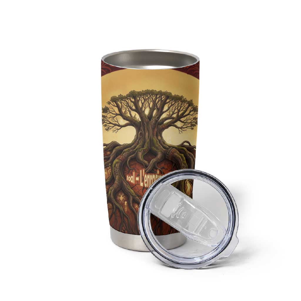 Léopold Sédar Senghor Tumbler Cup Sacred Baobab Tree Design African Roots and Symbols Theme Negritude Movement - Wonder Print Shop