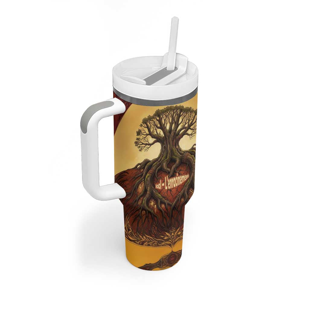 Léopold Sédar Senghor Tumbler With Handle Sacred Baobab Tree Design African Roots and Symbols Theme Negritude Movement - Wonder Print Shop